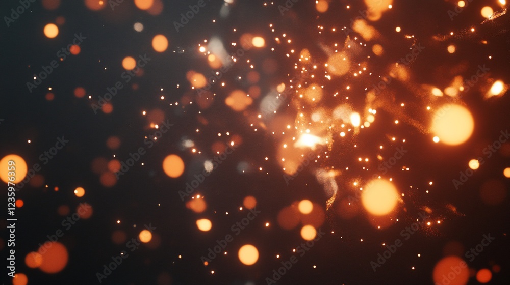 Fototapeta premium Abstract Background with Orange and White Glowing Particles on a Dark Backdrop