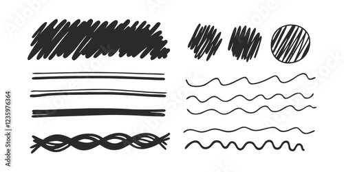 Wallpaper Mural Set  hand drawn modern illustration features chalk lines, charcoal strokes, underlines, crayons, brush lines, and grunge texture, isolated on white. Torontodigital.ca