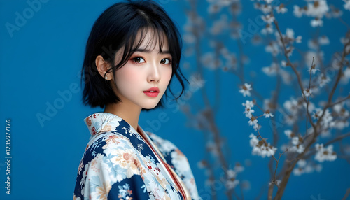 ファンタジーストーリー（ウルトラブルーの色彩を纏った女性）