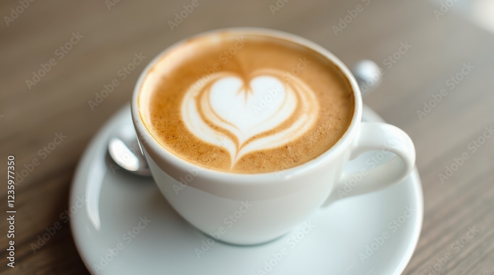 a beautifully crafted latte art in a white ceramic cup, with a heart shape in the foam on top. a beautifully crafted latte art in a white ceramic cup, with a heart shape in the foam on top.