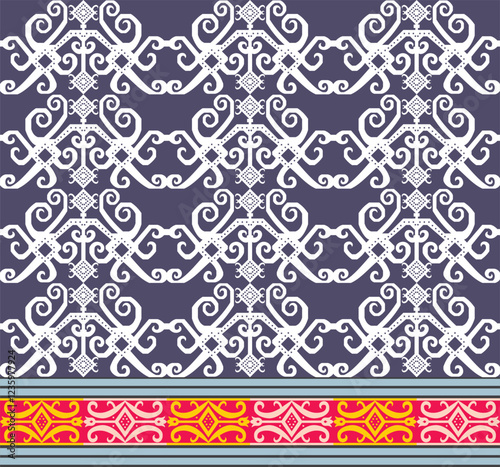Vector illustration of traditional Indonesian Borneo Dayak ornament design elements. Suitable for songket motifs, batik on cloth, backgrounds, weaving, etc