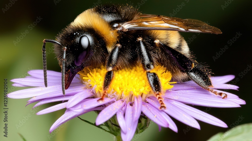Bumblebee on Purple Flower Macro Photography Bumblebee on Purple Flower Macro Photography