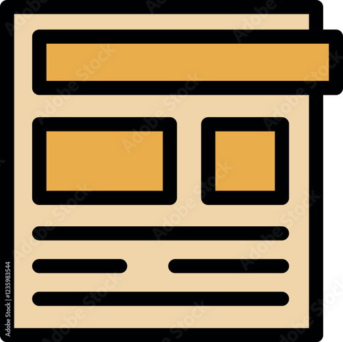 Website layout showing sections for images, text, and navigation, symbolizing web design process