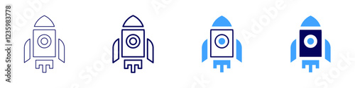 Rocket achievements icon in 4 different styles. Thin Line, Line, Bold, and Bold Line. Duotone style. Editable stroke