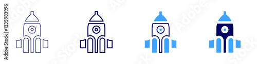 Rocket aspirations icon in 4 different styles. Thin Line, Line, Bold, and Bold Line. Duotone style. Editable stroke