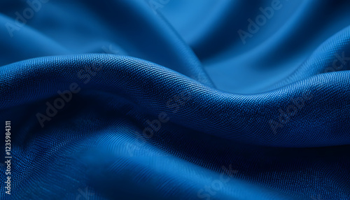 High-Resolution Macro of Blue Jeans with Satin Wave, Perfect for Fashion and Textile Design
