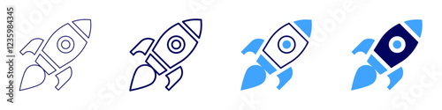 Rocket collectibles icon in 4 different styles. Thin Line, Line, Bold, and Bold Line. Duotone style. Editable stroke