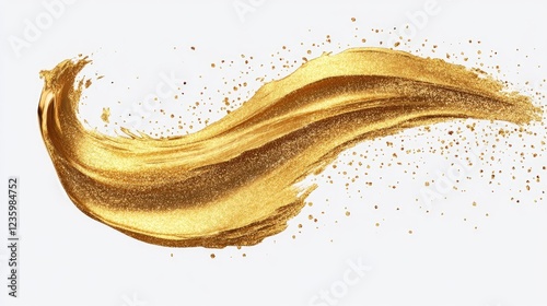Gold glitter swash, shiny stroke shape, luxury party element isolated on transparent background.