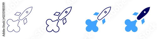 Rocket forecasting icon in 4 different styles. Thin Line, Line, Bold, and Bold Line. Duotone style. Editable stroke