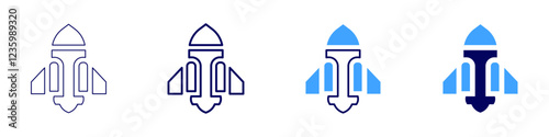 Rocket souvenirs icon in 4 different styles. Thin Line, Line, Bold, and Bold Line. Duotone style. Editable stroke