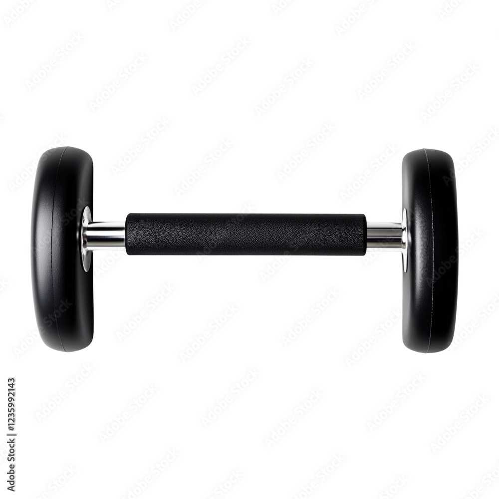 Sleek Black Dumbbell on Isolated Background Sleek Black Dumbbell on Isolated Background