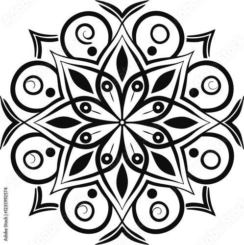 Black colour mandala design