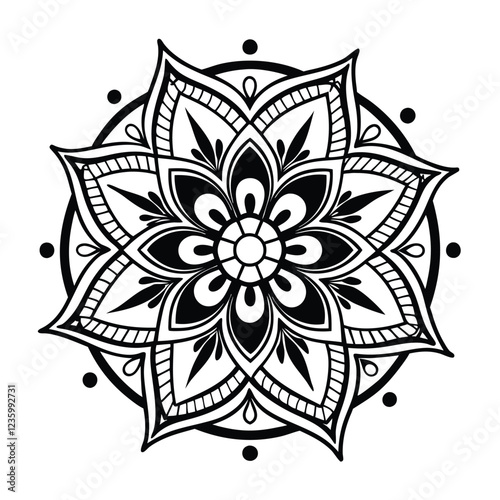 Balack colour mandala design