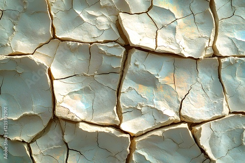 Dry Cracked Earth Texture with Light Reflection in Natural Setting