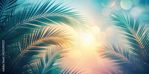 A Gentle Breeze Caresses Palm Fronds as the Sun Sets, Casting a Warm Glow on the Horizon