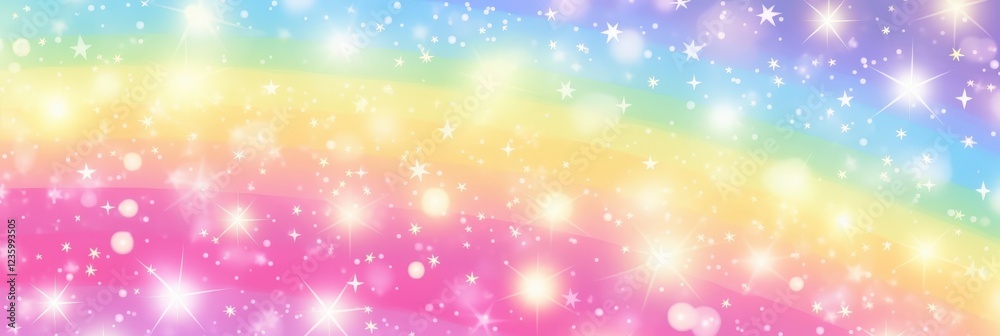Fototapeta premium Bright Pastel Rainbow Background with Subtle Sparkles and Dreamy Atmosphere for Creative Projects and Digital Designs