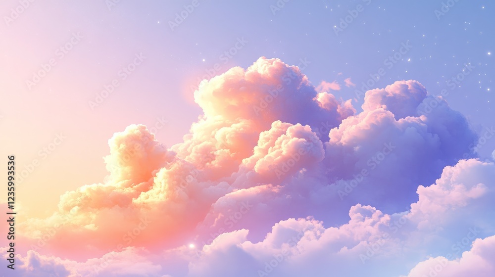 Fotografie Dreamy pastel cloudscape at sunrise