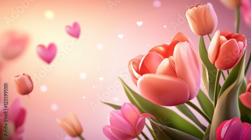A digital Valentines Day flyer advertising a flower delivery service, with roses and tulips in the background.