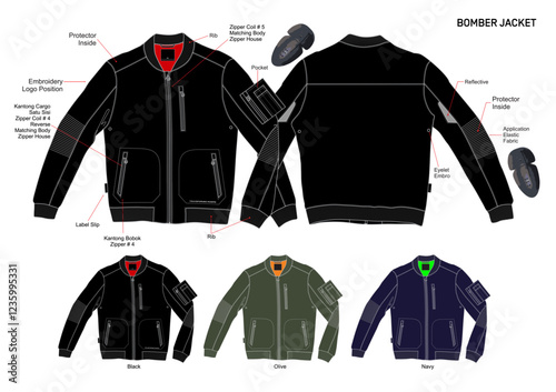 BOMBER JACKET PROTECTION DESIGN WITH COMBO COLOUR AND DESCRIPTION