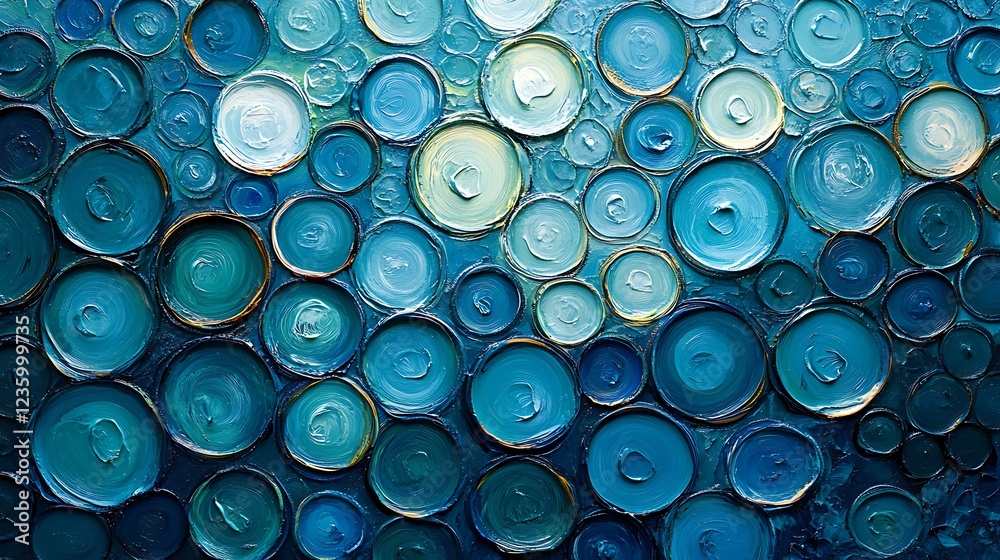 Abstract painting, textured circles, vibrant blues, art piece Abstract painting, textured circles, vibrant blues, art piece