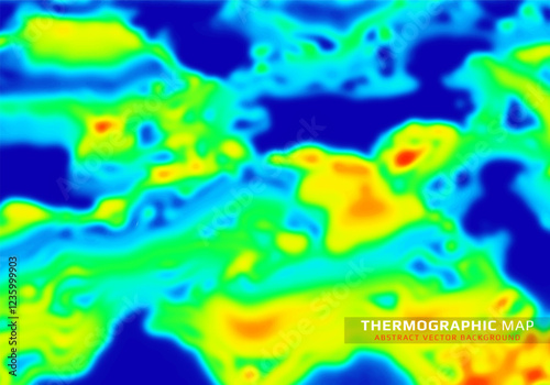 Heat map. Abstract infrared thermographic background. Temperature distribution and data analysis. Thermal imaging concept. Vector illustration.
