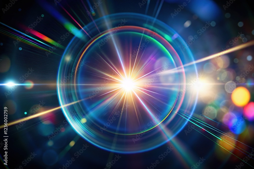 Fototapeta premium Abstract Optical Lens Flare on a Black Background