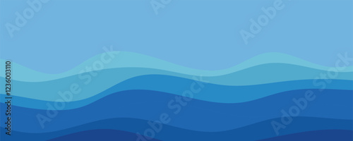 Blue Ocean Waves Abstract Background with Gradient Colors	