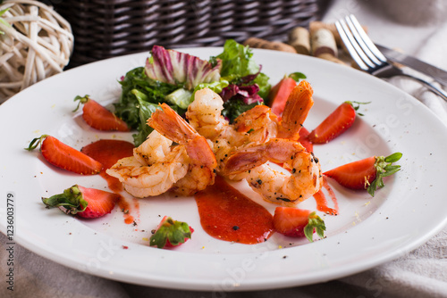 strawberry salad with shrimps