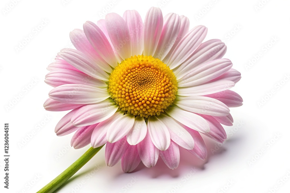 Daisy Flower Isolated on a White Background with Natural Shadow Daisy Flower Isolated on a White Background with Natural Shadow