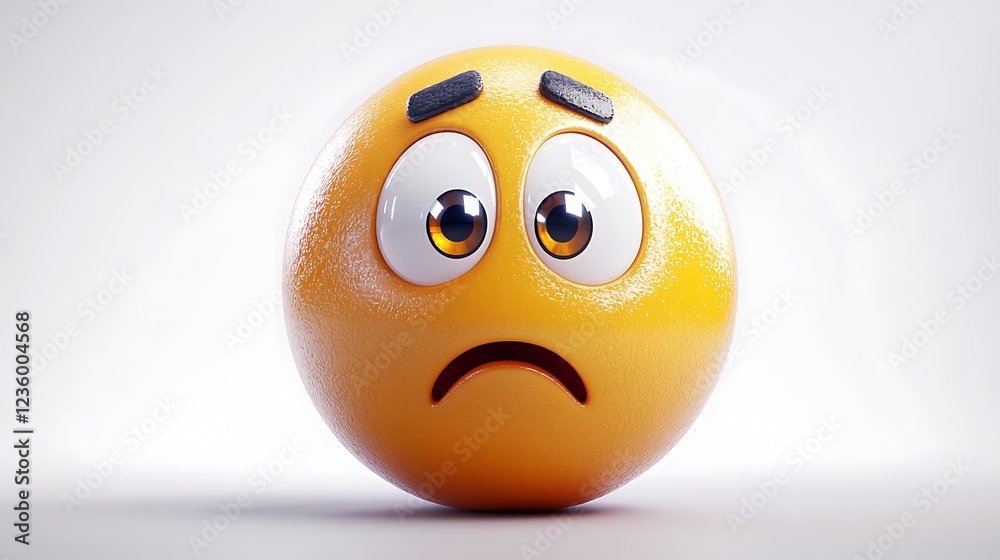 Fototapeta premium 3D Sad Emoticon, Digital Art, Isolated, Graphic, Social Media