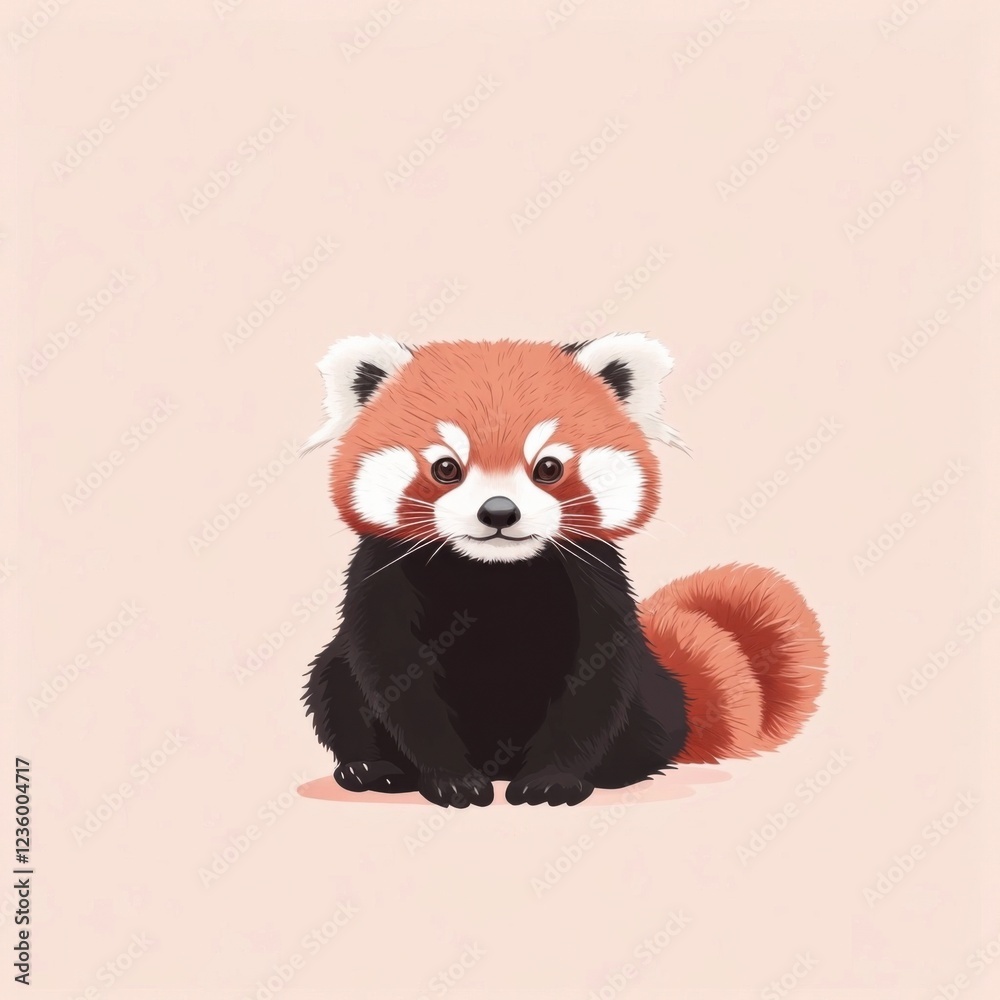 Obraz premium Adorable Red Panda Illustration on a Pink Background