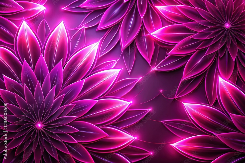 Obraz premium Glowing Pink Neon Petals on Abstract Background