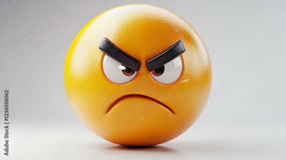 3D Angry Emoji on Plain Background, Digital Illustration, Possible use for Social Media, Emojis, or Digital Art 3D Angry Emoji on Plain Background, Digital Illustration, Possible use for Social Media, Emojis, or Digital Art