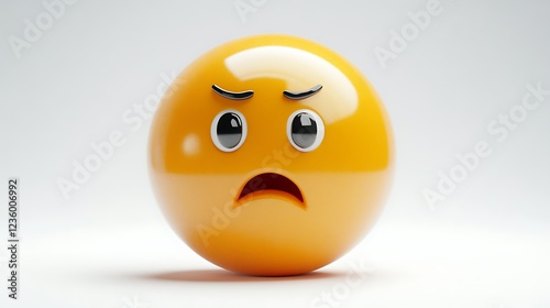 3D Annoyed Emoji on White Background. Possible use for emotion display in design, or digital communication