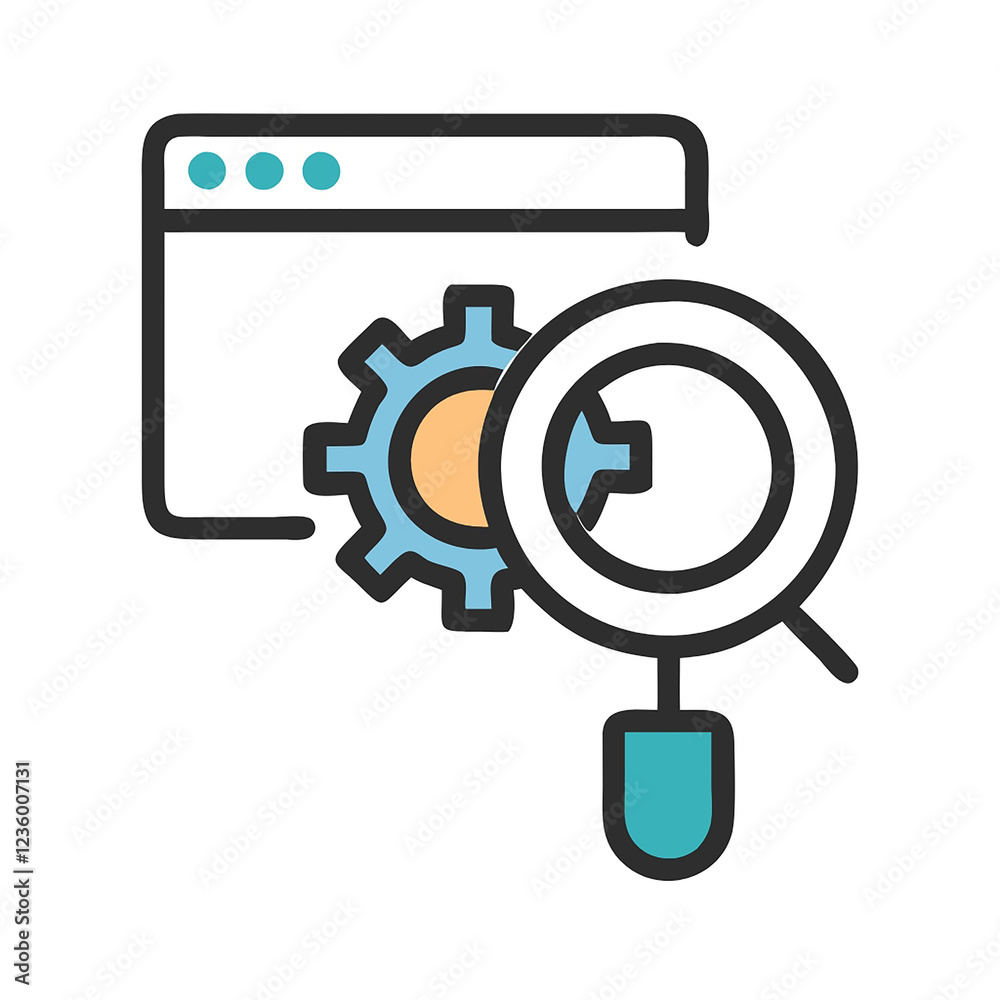 Digital SEO Icon - Isolated White Background Illustration for Marketing and Analytics Digital SEO Icon - Isolated White Background Illustration for Marketing and Analytics
