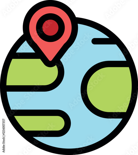 Gps icon showing worldwide location tracking on planet earth, perfect for travel and navigation concepts