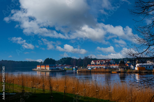 Dziwna river in Dziwnow Baltic Sea coastal town. Poland photo