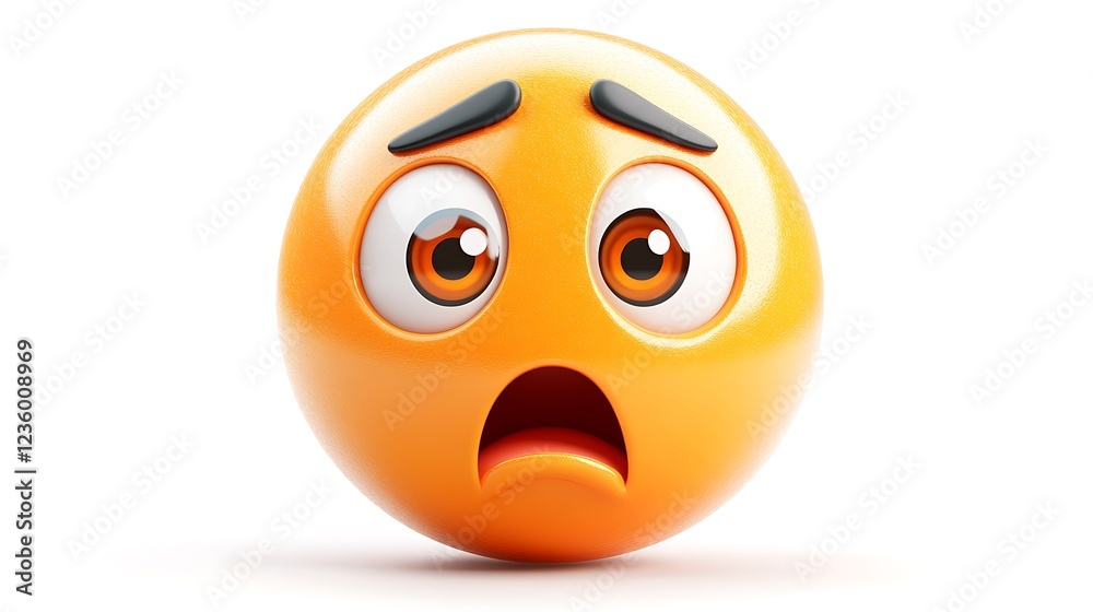 3D emoji, scared, worried face, digital art, graphic, online communication 3D emoji, scared, worried face, digital art, graphic, online communication