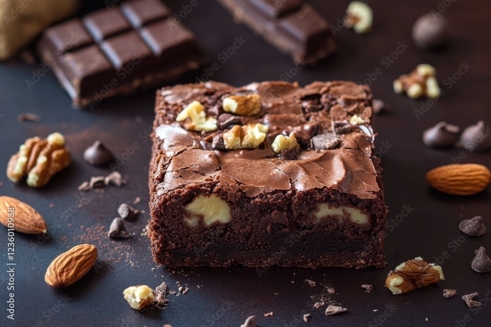 Delicious Chocolate Brownie with Nuts and Chocolate Chips Delicious Chocolate Brownie with Nuts and Chocolate Chips