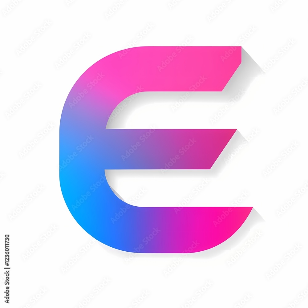 Stylized letter E in pink and blue gradient with a modern design Stylized letter E in pink and blue gradient with a modern design