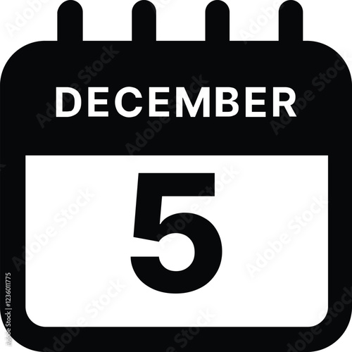 December 5 calendar icon design vector illustration
