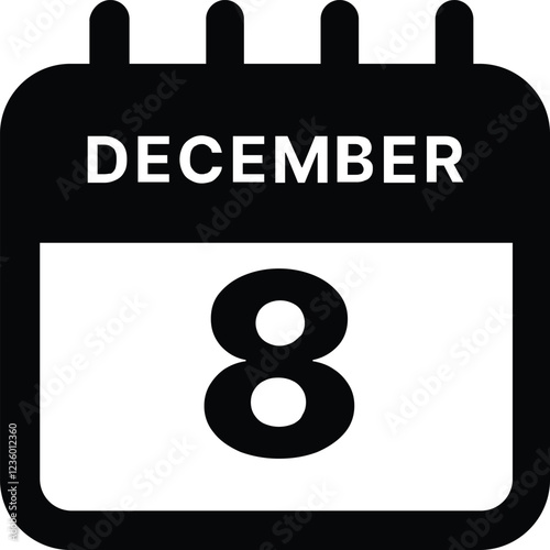 December 8 calendar icon design vector illustration