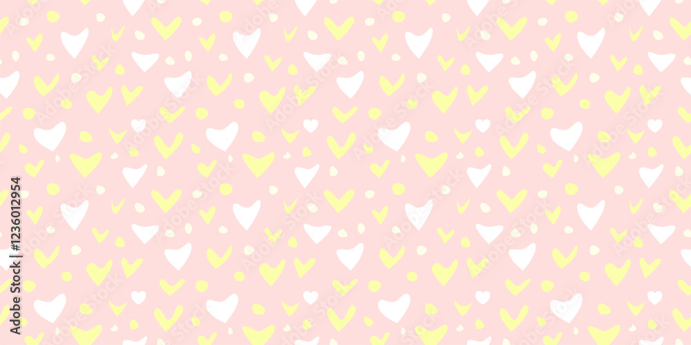 White Heart Seamless Pattern on pink Background. Love romantic theme. Pattern hearts with Love for Valentine's Day. Valentines day background. Vector abstract texture with small hearts White Heart Seamless Pattern on pink Background. Love romantic theme. Pattern hearts with Love for Valentine's Day. Valentines day background. Vector abstract texture with small hearts