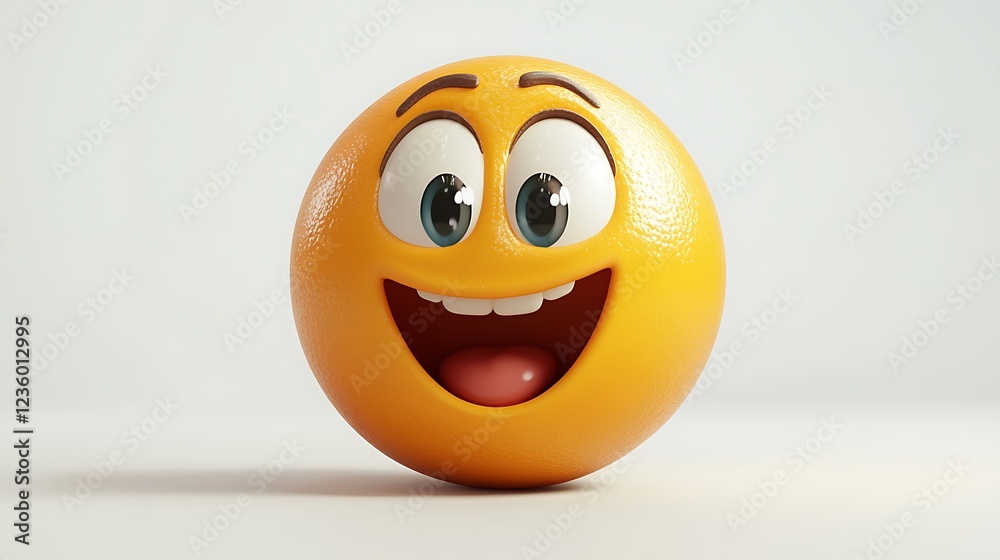 Fototapeta premium 3D orange emoticon joyful expression