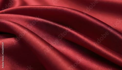 Close-Up 4K Red Denim Fabric with Satin Texture and Soft Waves in Professional Lighting

