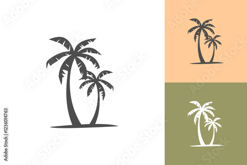 Palm tree coconut icon silhouette isolated