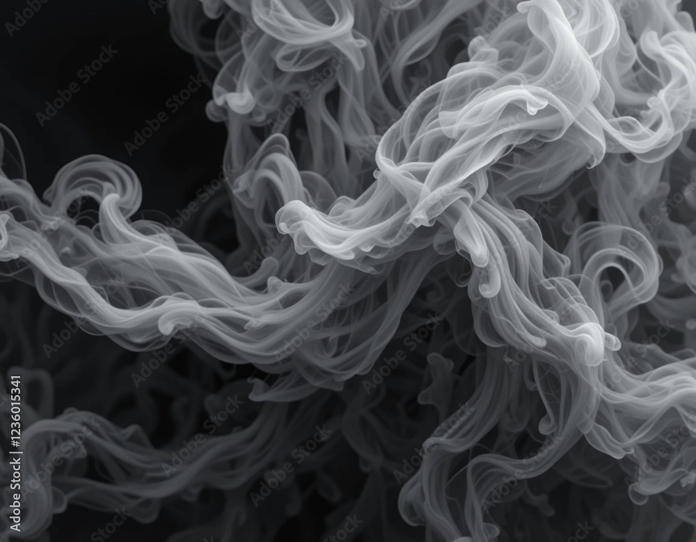 Obraz premium Soft, flowing waves of abstract smoke in shades of black and white, creating an ethereal, minimalist composition.