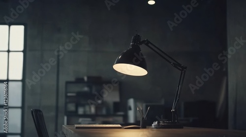 Wallpaper Mural A modern desk lamp illuminating a workspace with a neutral background Torontodigital.ca