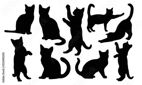 Different style of cute cat silhouette bundle