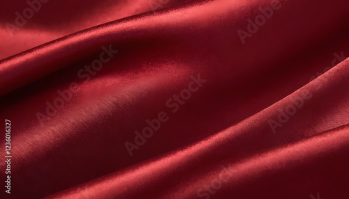 Close-Up 4K Red Denim Fabric with Satin Texture and Soft Waves in Professional Lighting
